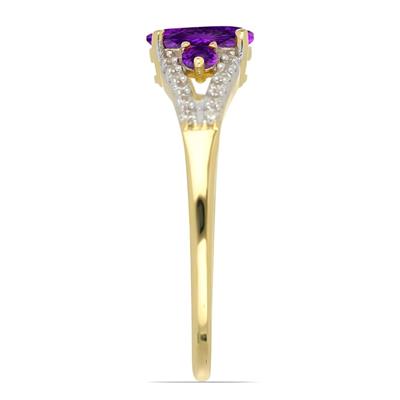14K Gold Split Shank Three-Stone Amethyst Ring - Supplier for Jewelry Retailers
