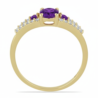 14K Gold Split Shank Three-Stone Amethyst Ring - Supplier for Jewelry Retailers