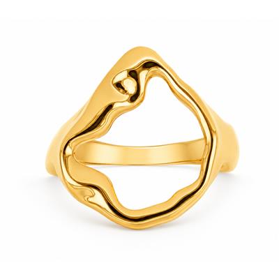 BUY 925 SILVER GOLD PLATED ORGANIC SCULPTURAL STATEMENT PLAIN RING FOR WOMEN