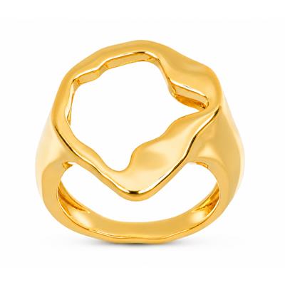 BUY 925 SILVER GOLD PLATED ORGANIC SCULPTURAL STATEMENT PLAIN RING FOR WOMEN