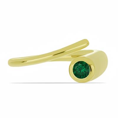 BUY GOLD PALTED SINGLE STONE RING WITH EMERALD GEMSTONE 