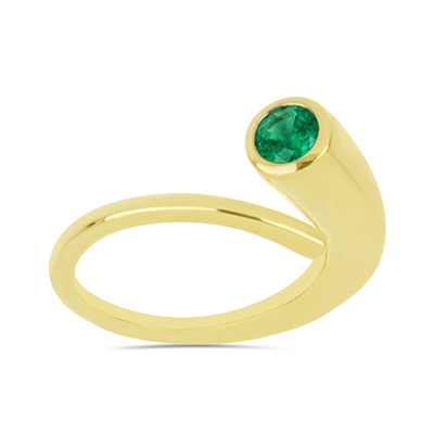 BUY GOLD PALTED SINGLE STONE RING WITH EMERALD GEMSTONE 