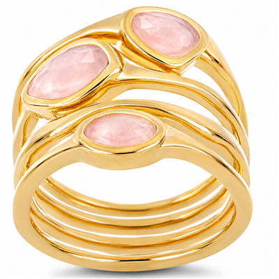BUY 925 SILVER WITH ROSE QUARTZ GEMSTONE MOLTEN RING