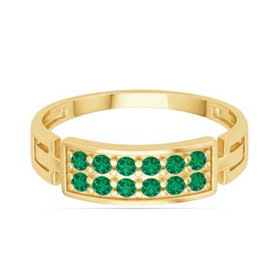 BUY 14K GOLD  CLUSTER  RING WITH EMERALD GEMSTONE