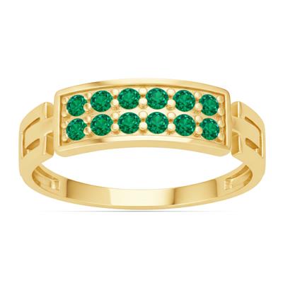 BUY 14K GOLD  CLUSTER  RING WITH EMERALD GEMSTONE