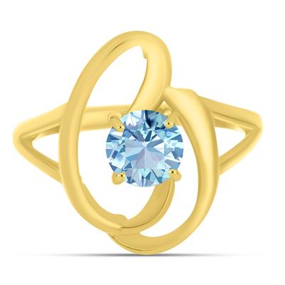 Wholesale 14K Gold Round Aquamarine Solitaire Open-Frame Ring - Jewelry Suppliers USA