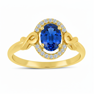 BUY 14K GOLD WITH BLUE SAPPHIRE GEMSTONE HALO RING