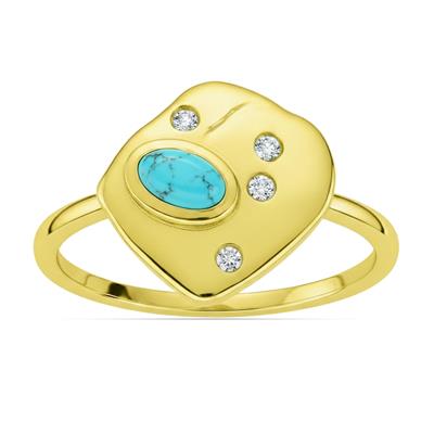 STERLING SILVER GOLD PLATED NATURAL TURQUOISE GEMSTONE RING WHOLESALE MANUFACTURER SUPPLIER EXPORTER JEWELPIN USA