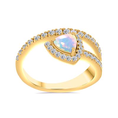 BUY 14K YELLOW GOLD WITH NATURAL ETHIOPIAN OPAL GEMSTONE RING