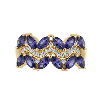 BUY 14K GOLD WITH TANZANITE GEMSTONE CLUSTER RING
