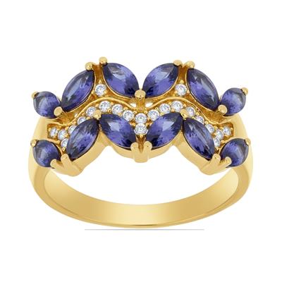 BUY 14K GOLD WITH TANZANITE GEMSTONE CLUSTER RING