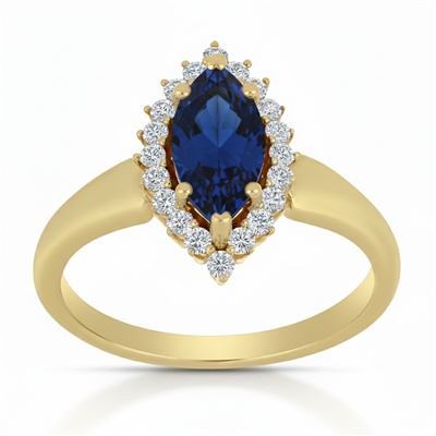 BUY 14K GOLD WITH LONDON BLUE TOPAZ GEMSTONE HALO RING