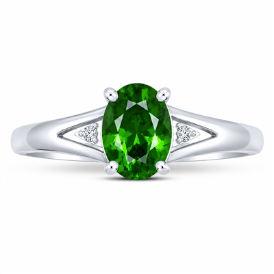 BUY 925 SILVER NATURAL CHROME DIOPSIDE SINGLE STONE RING