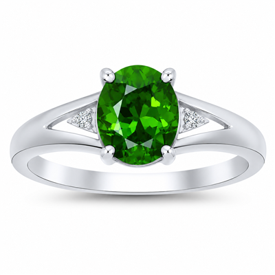 BUY 925 SILVER NATURAL CHROME DIOPSIDE SINGLE STONE RING