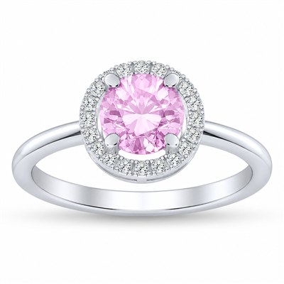 BUY 925 SILVER NATURAL PINK AMETHYST GEMSTONE HALO RING