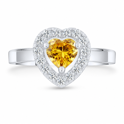 BUY 925 SILVER WITH CITRINE GEMSTONE HEART DESIGN RING