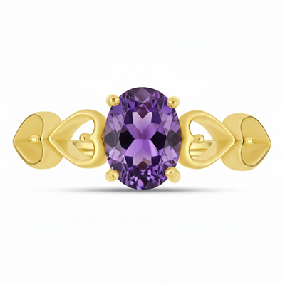 BUY 14K GOLD WITH AMETHYST GEMSTONE SINGLE STONE RING