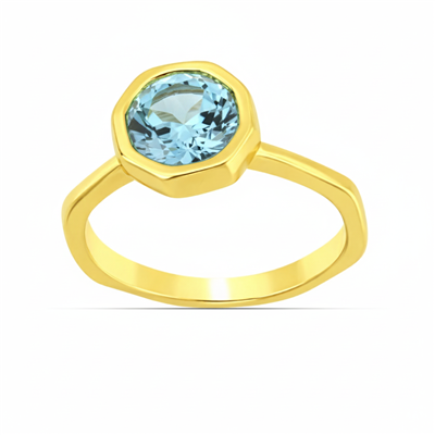 BUY 925 SILVER GOLD PLATED RING WITH SKY BLUE TOPAZ GEMTONE 