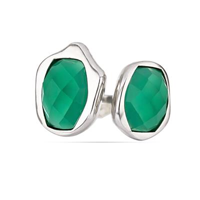 BUY 925 SILVER WITH NATURAL GREEN ONYX GEMSTONE MOLTEN RING IN GOLD PLATED