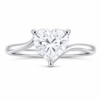 BUY 925 SILVER NATURAL WHITE MOISSANITE GEMSTONE HEART RING