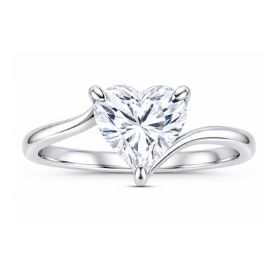 BUY 925 SILVER NATURAL WHITE MOISSANITE GEMSTONE HEART RING