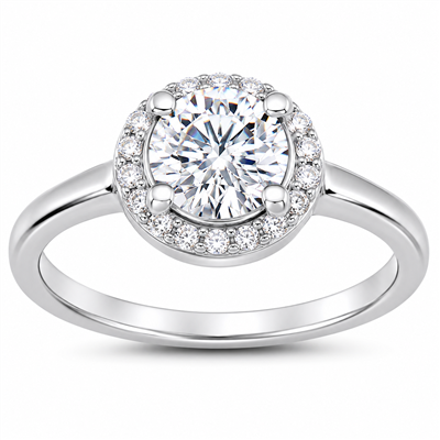 BUY 925 SILVER WITH NATURAL MOISSANITE GEMSTONE HALO RING