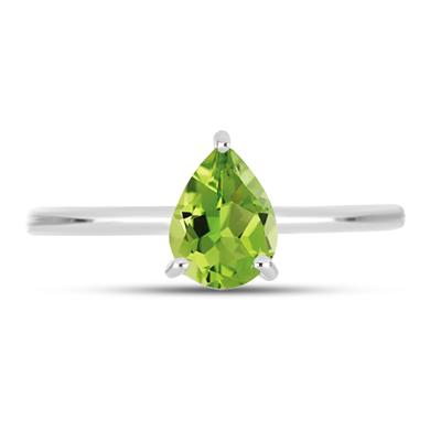 BUY 925 SILVER SINGLE STONE RING WITH PERIDOT GEMSTONE RING