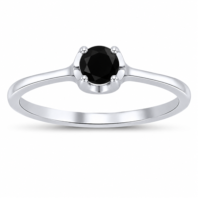 BUY 925 NATURAL BLACK ONYX GEMSTONE SINGLE STONE RING