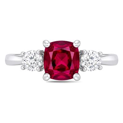 BUY NATURAL GLASS FILLED RUBY GEMSTONE CLASSIC RING IN 925 SILVER 