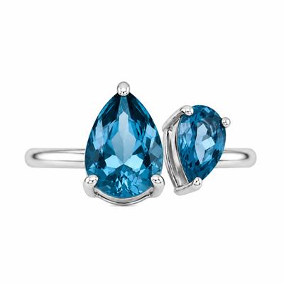 BUY 925 SILVER WITH NATURAL LONDON TOPAZ GEMSTONE RING 