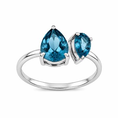 BUY 925 SILVER WITH NATURAL LONDON TOPAZ GEMSTONE RING 