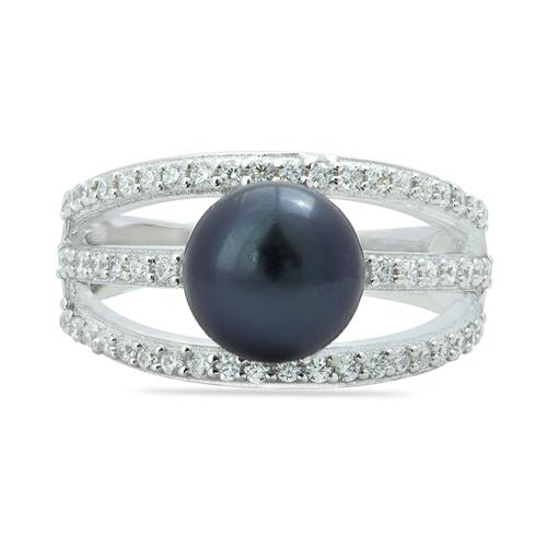 FRESH WATER PEARL RING WITH WHITE ZIRCON #VR09405