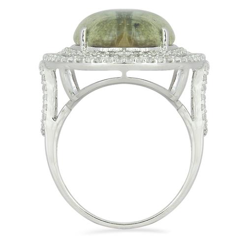NATURAL GREEN OPAL GEMSTONE BIG STONE RING IN  925 SILVER