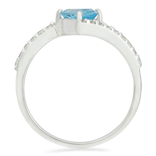 BUY 925 SILVER NATURAL SWISS BLUE TOPAZ GEMSTONE CLASSIC RING