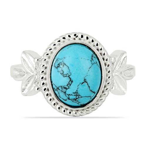 STERLING SILVER SYNTHETIC TURQUOISE GEMSTONE RING
