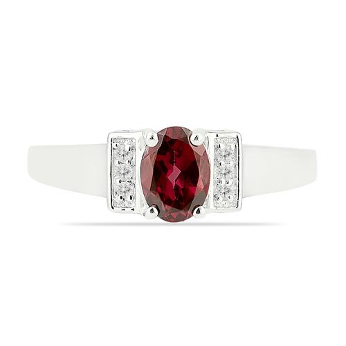 NATURAL GARNET GEMSTONE CLASSIC RING IN STERLING SILVER 