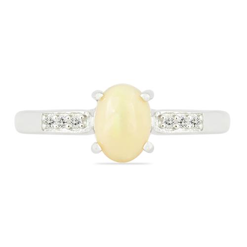 NATURAL ETHIOPIAN OPAL GEMSTONE CLASSIC RING IN STERLING SILVER