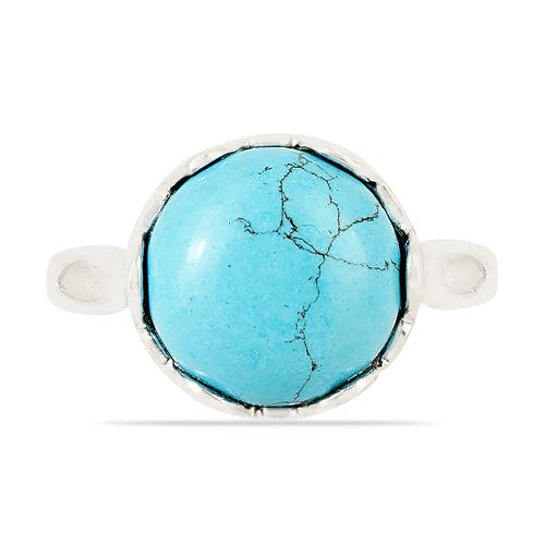 SYNTHETIC TURQUOISE GEMSTONE BIG STONE RING IN 925 SILVER