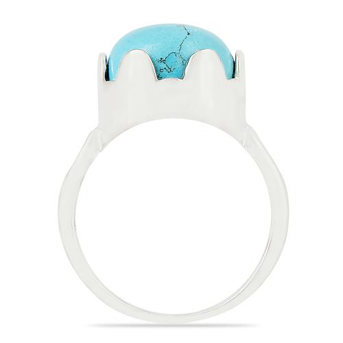 SYNTHETIC TURQUOISE GEMSTONE BIG STONE RING IN 925 SILVER