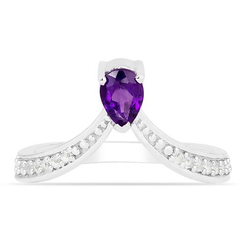 BUY AFRICAN AMETHYST GEMSTONE CLASSIC RING IN 925 STERLING SILVER 