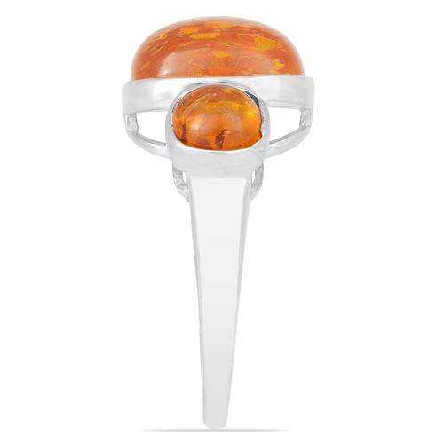 BUY 925 SILVER SYNTHETIC AMBER GEMSTONE RING