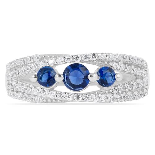 REAL BLUE SAPPHIRE GEMSTONE RING IN 925 SILVER