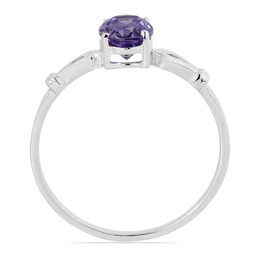 925 STERLING SILVER SYNTHETIC ALEXANDRITE SINGLE STONE RING 