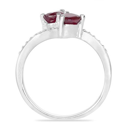 BUY 925 SILVER NATURAL GLASS FILLED RUBY GEMSTONE RING