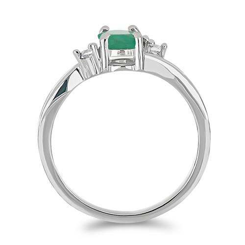 BUY NATURAL EMERALD WITH WHITE ZIRCON GEMSTONE RING IN 925 SILVER 