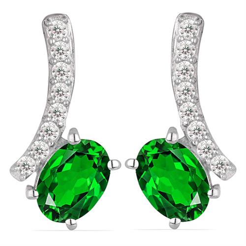 REAL CHROME DIOPSITE GEMSTONE CLASSIC EARRINGS IN 925 SILVER