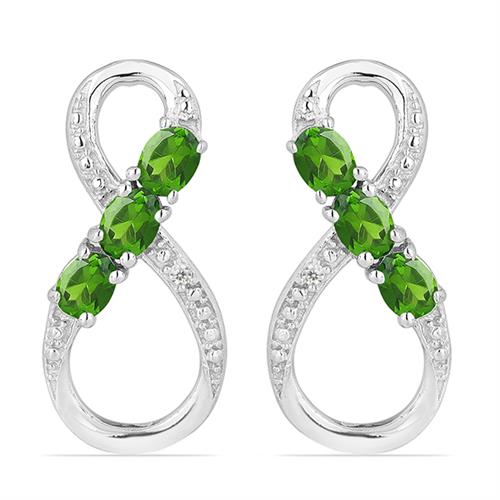 925 STERLING SILVER NATURAL CHROME DIOPSITE GEMSTONE EARRINGS