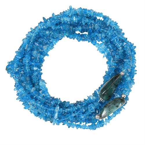 925 SILVER NATURAL NEON APATITE GEMSTONE NUGGETS NECKLACE