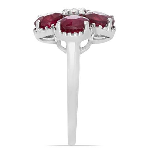 925 SILVER NATURAL GLASS FILLED RUBY MULTI GEMSTONE RING