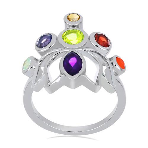 BUY REAL CHAKRA STONES RING IN 925 SILVER